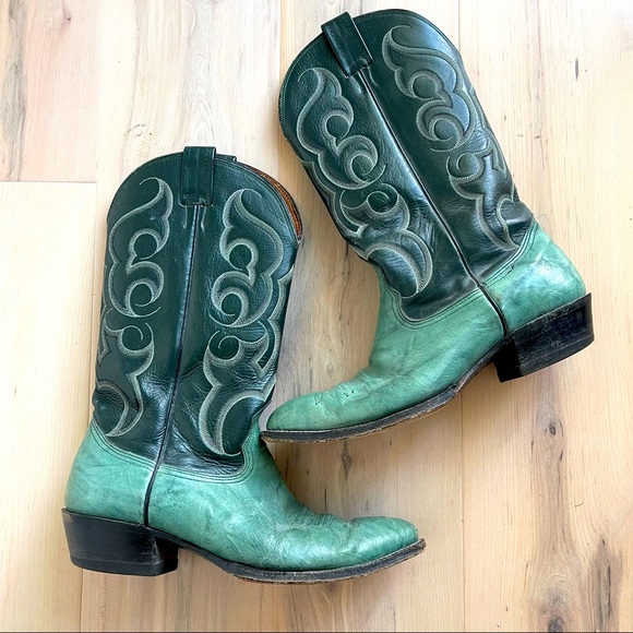 Nocona Other - Vintage Nocona Western Boots, Teal and Black
Leather size Men’s 10